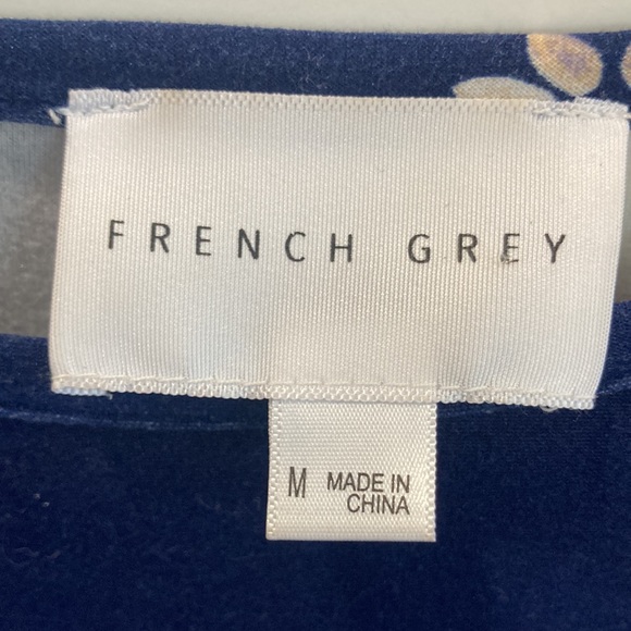 French Grey dress navy with florals medium - Picture 2 of 6